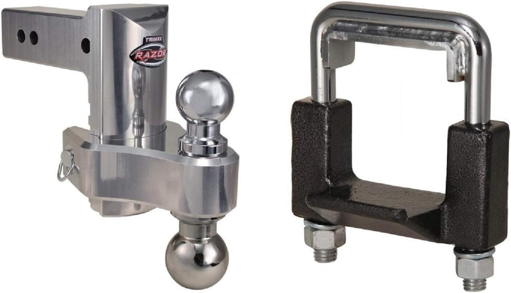 Trimax TRZ6ALHD THC250 Aluminum 6-Inch HD Adjustable Pin Clip Drop Hitch and 2.5-Inch Hitch Anti-Rattle Clamp