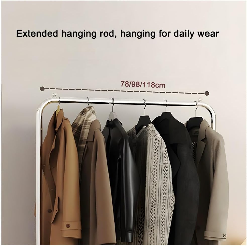 Garment Rack Heavy Duty Clothing Rack on Wheels, Stainless Steel Clothes Rail, Freestanding Single Rail Coat Rack, for Bedrooms and Boutiques (Silver 78x42x145 cm)