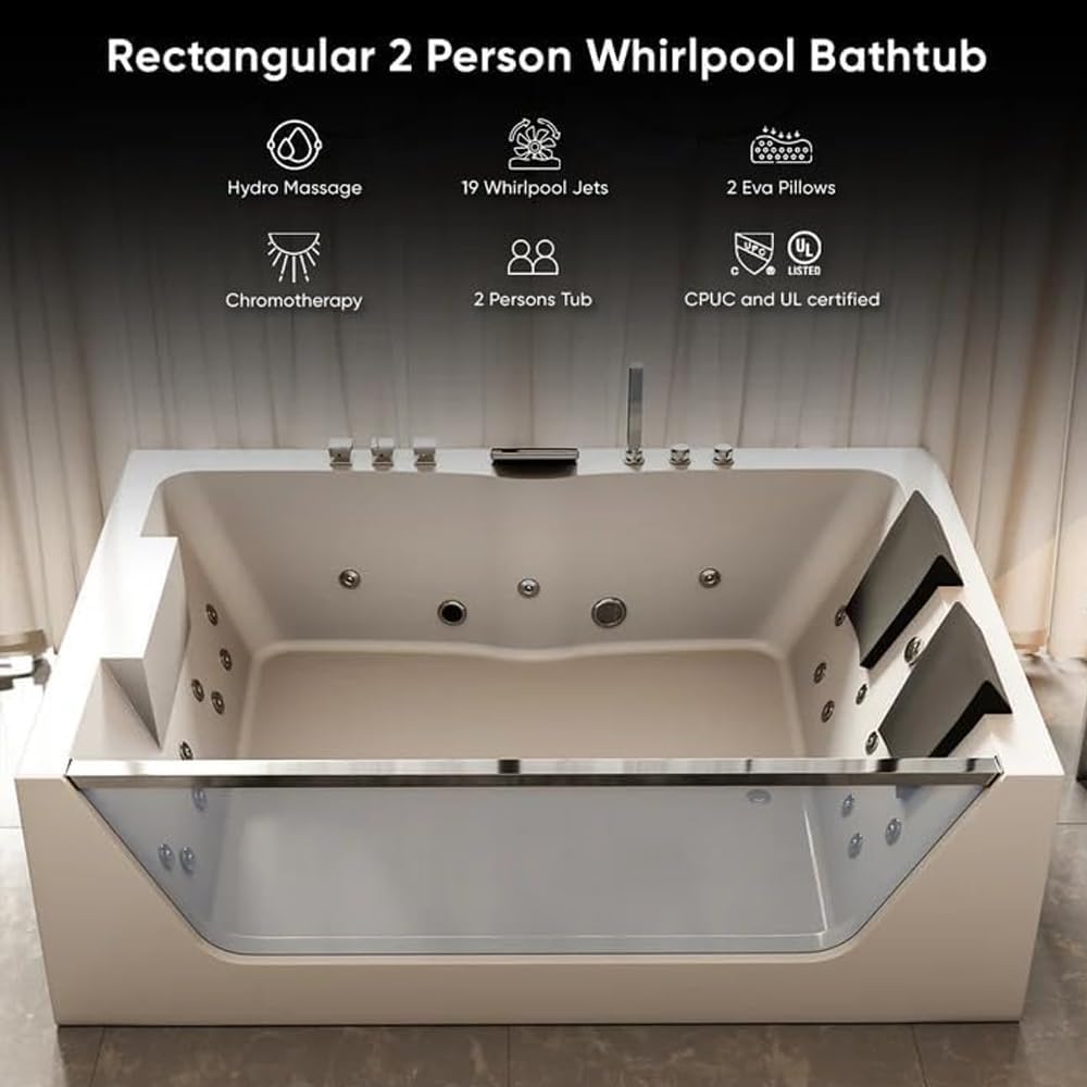 Freestanding Bathtub 71 Inch Acrylic Soaking Tub – Modern Oval Stand Alone Bath Tub, Deep Soak, Glossy White, Easy Installation, Bathroom Spa Tub for Home
