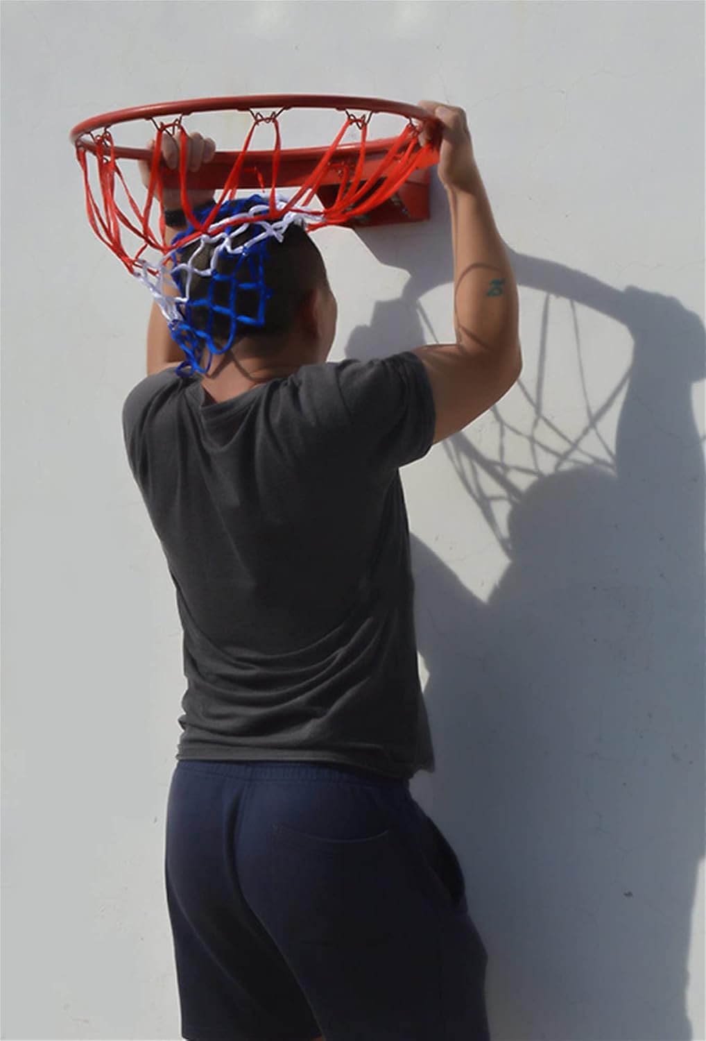 Basketball Rim Wall-Mounted Basketball Hoop Children Adult Outdoor Steel Basketball Board, 18in Portable Basketball Hoop (Color : Black)