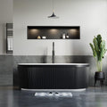 Dowell 67' x 31' Freestanding Bathtub, Acrylic Soaking Tubs, Fluted Design Oval Shape Bathtub W,Matte Black-081 6731 02