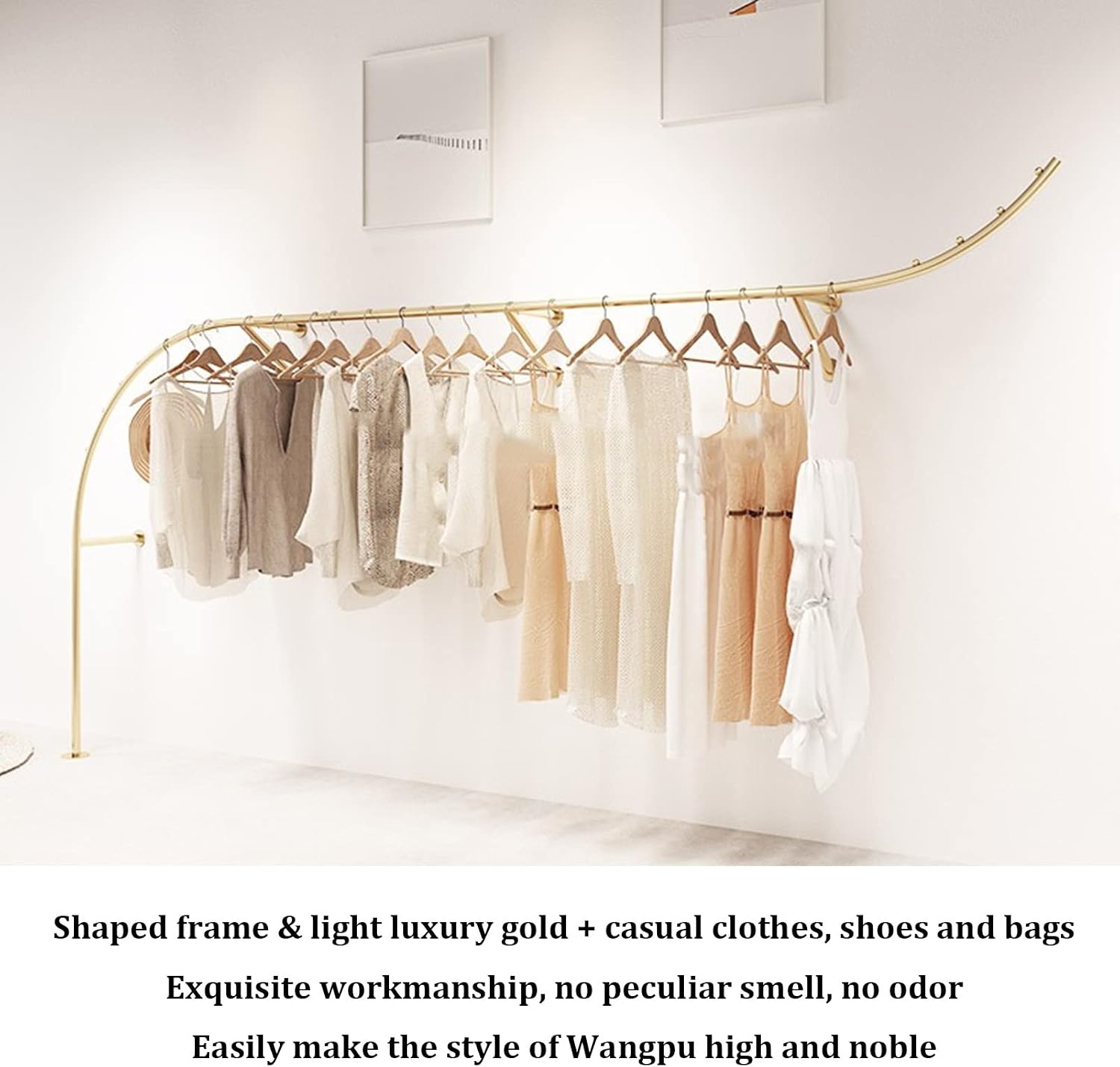 Creative Display Clothing ?Rack ?in Boutique Clothing Stores,Modern Industrial Pipe Wall-Mounted Garment Rack Shelves,Closet Rod Retail Display Rack Storage(2pcs (Left + Right)-L 200cm