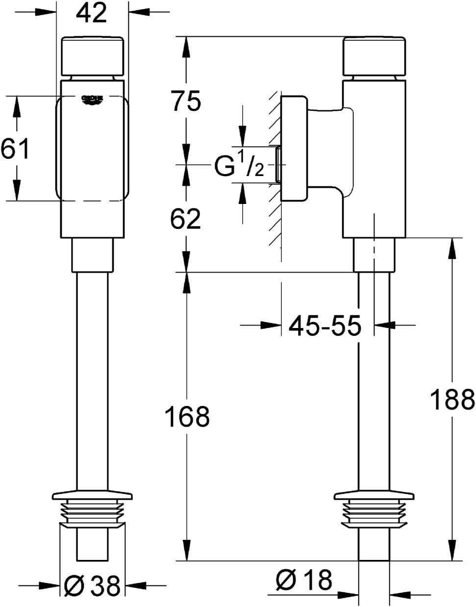 grohe 37339000 part urinal flush valve
