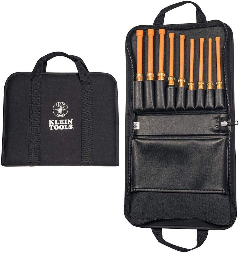 Klein Tools Insulated Screwdriver and Nut Driver Sets, Made in USA, 1000V, 9-Piece, Includes Screwdrivers with Cabinet, Keystone and Phillips Tips and Nut Drivers from 3/16 to 5/8 Inch