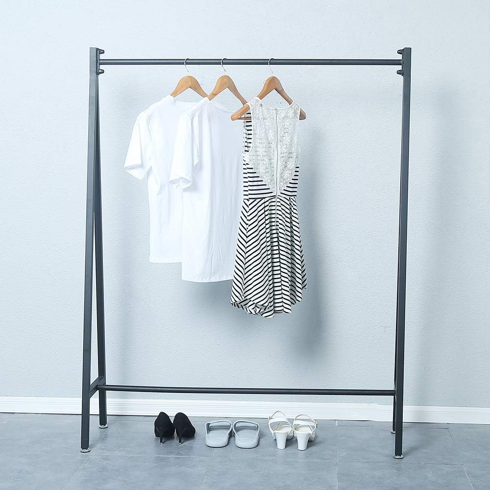Metal Clothing Racks for Hanging Clothes,Urban Commercial Clothes Racks,Modern Iron Heavy Duty Garment Rack,Portable Retail Display Rack Standing Clothes Rack(59in,Black)