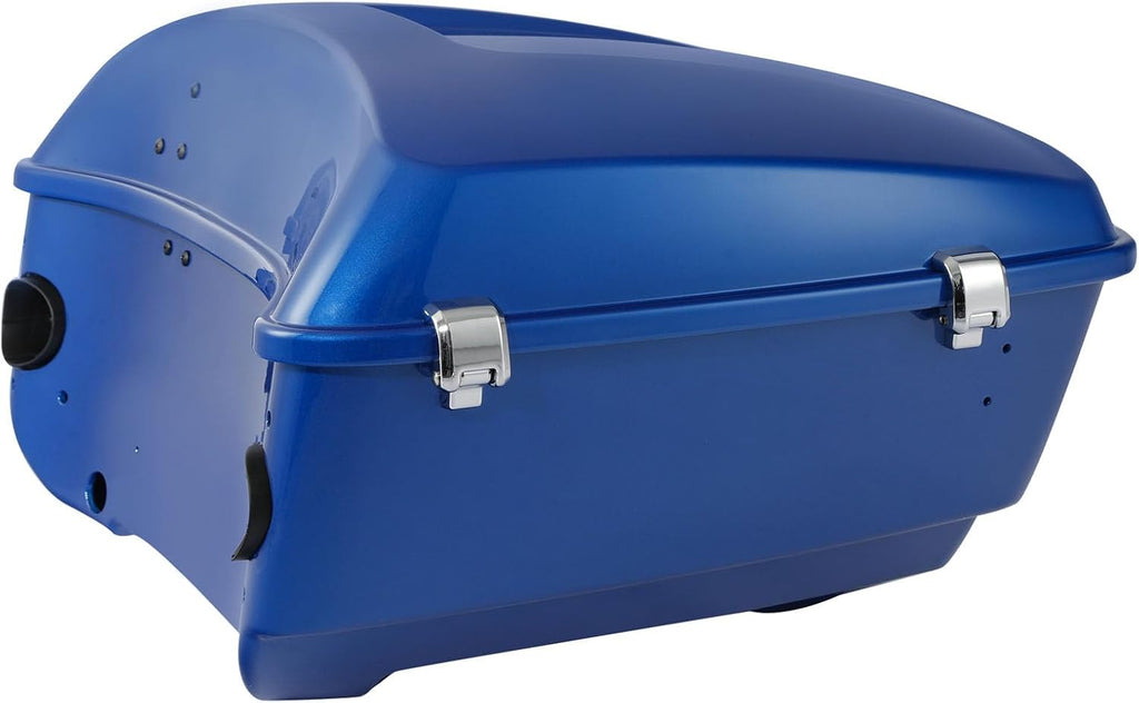 TCMT 13.7' King Motorcycle Trunk Box W/Latch Key Fit For Harley 2014-2025 Touring CVO Road King Road Glide Street Glide Electra Glide Ultra Limited Electric Blue