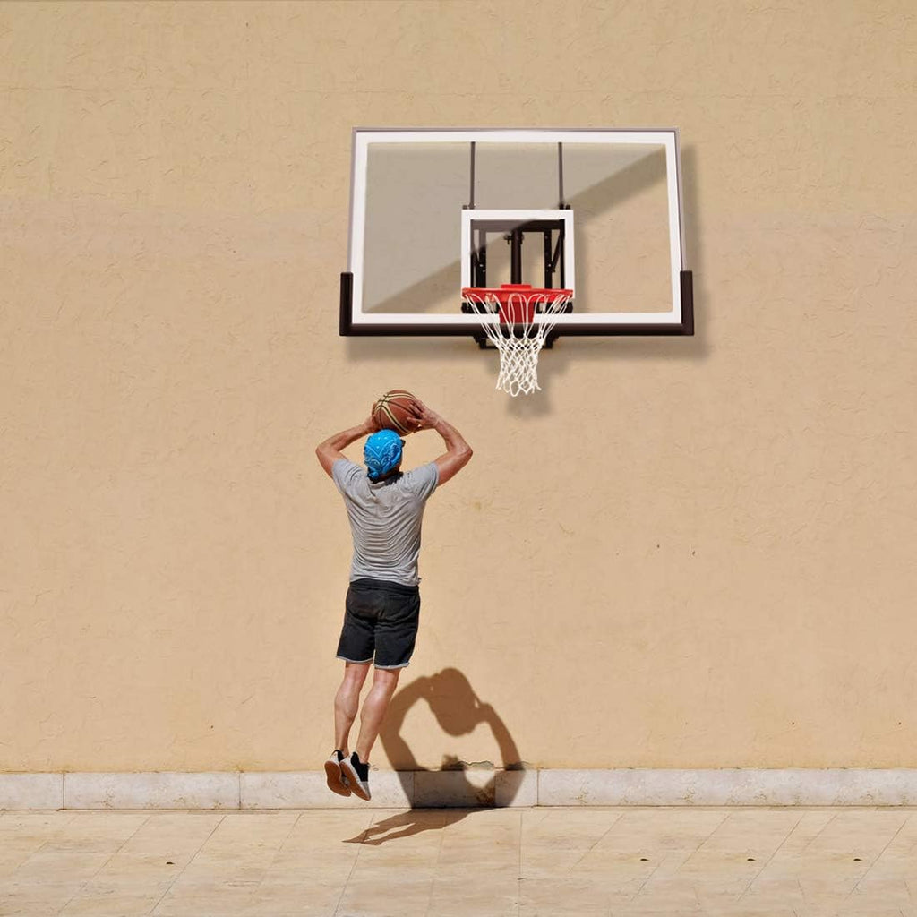 Basketball Hoop Garage Mounted Wall Adjustable-Height, with 60''x36''Tempered Glass Backboard, Pro-Style Breakaway Rim, Durable Bracket and All Weather Net