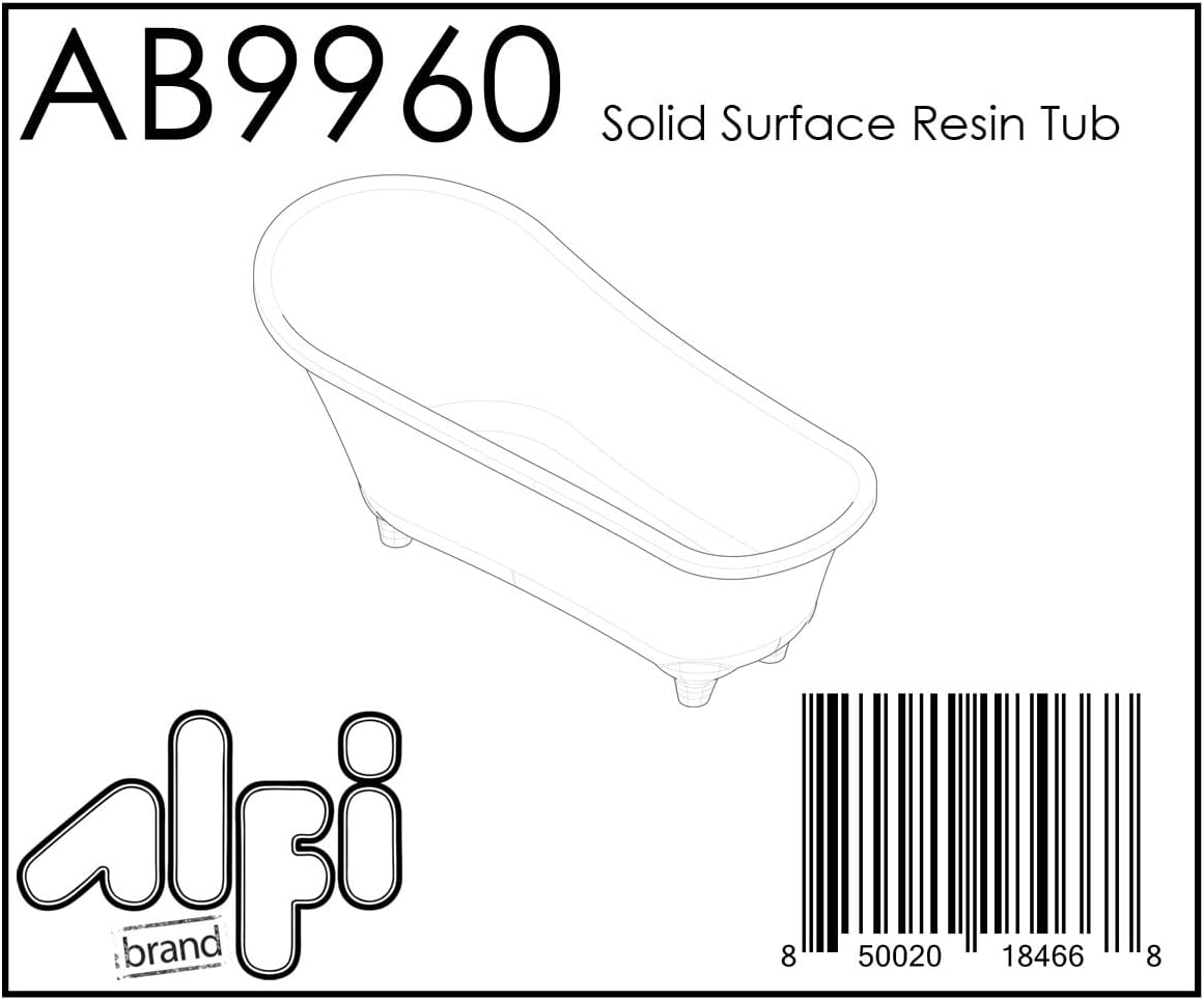 HomeStock 67' Clawfoot Bathtub - Solid Surface Resin Freestanding Tub - White