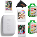 Fujifilm INSTAX Mini Link 3 Smartphone Printer with INSTAX Mini Instant Film and Sunshine Microfiber Cleaning Cloth... (2 Twin Pack (40 Sheets), Clay White)