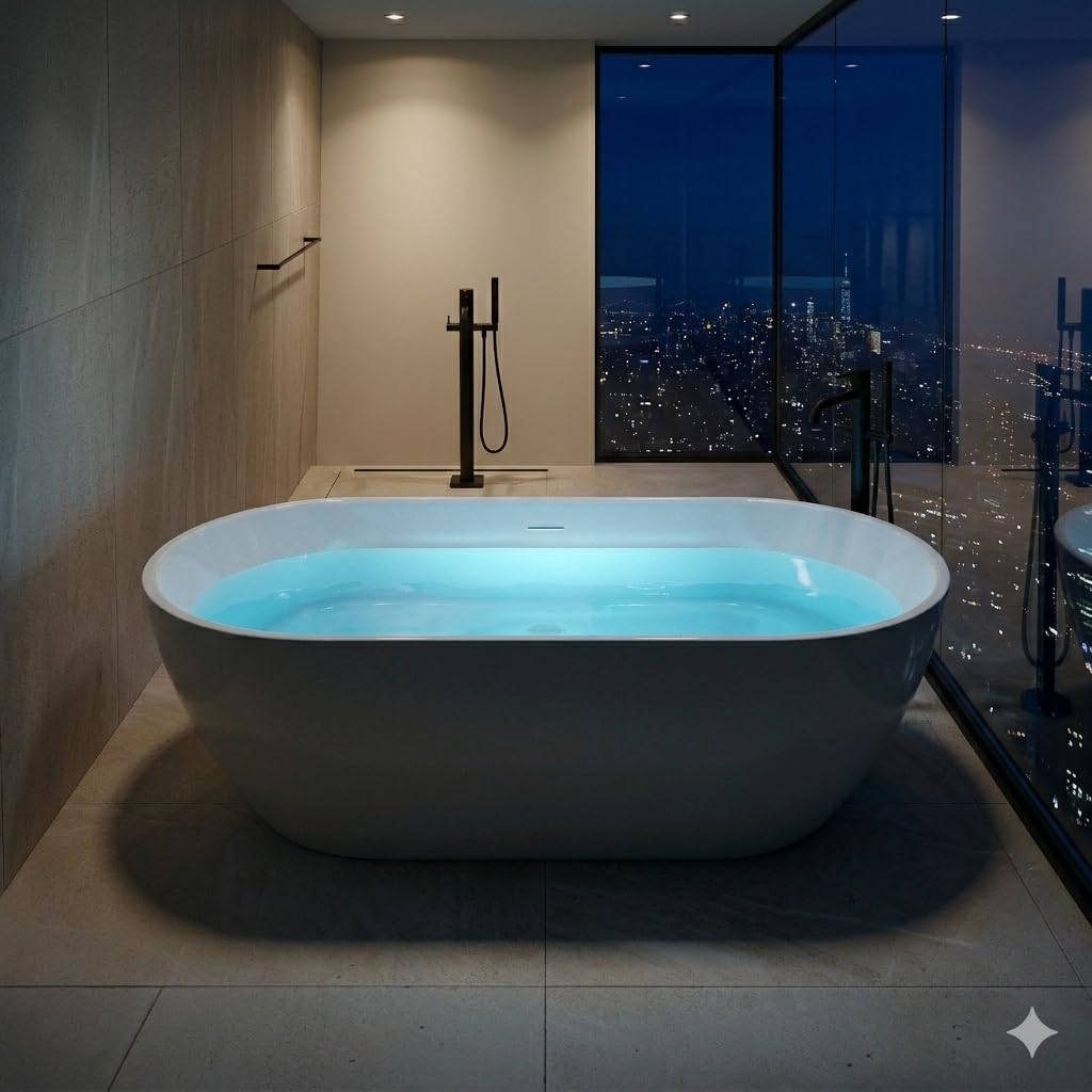 Mone 67 in. Acrylic Glossy Flatbottom Bathtub in White