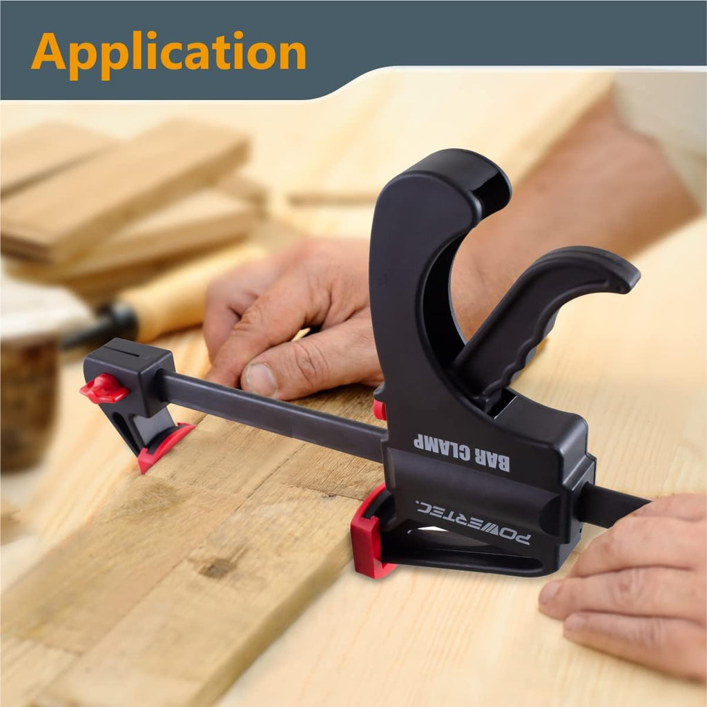 POWERTEC 36' Bar Clamps/Spreaders 12 Pack, Trigger & Ratchet Quick Grip Clamps for Woodworking, Gluing & DIY Projects