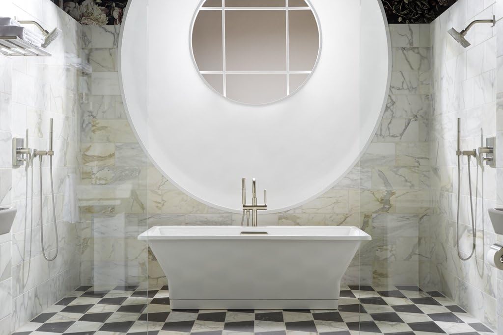 KOHLER K-894-F62-0 Reve Freestanding Bath with Brilliant Blanc Base, White, 67' x 36'