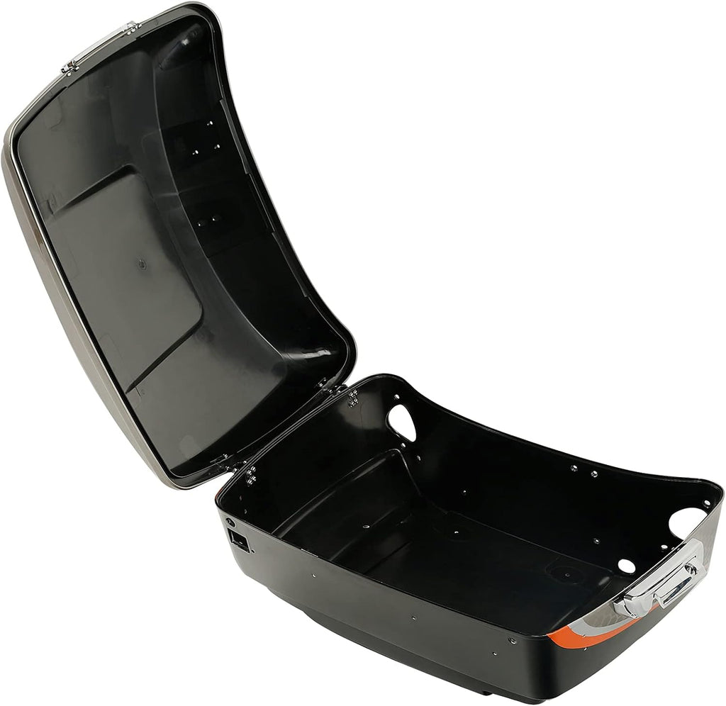 Black Honeycomb Fade CUSTOM CHROME 13.7' King Trunk W/Latch Key Fit For Harley Trunk Touring CVO Road King Road Glide Street Glide Electra Glide Ultra Limited 2014-2025