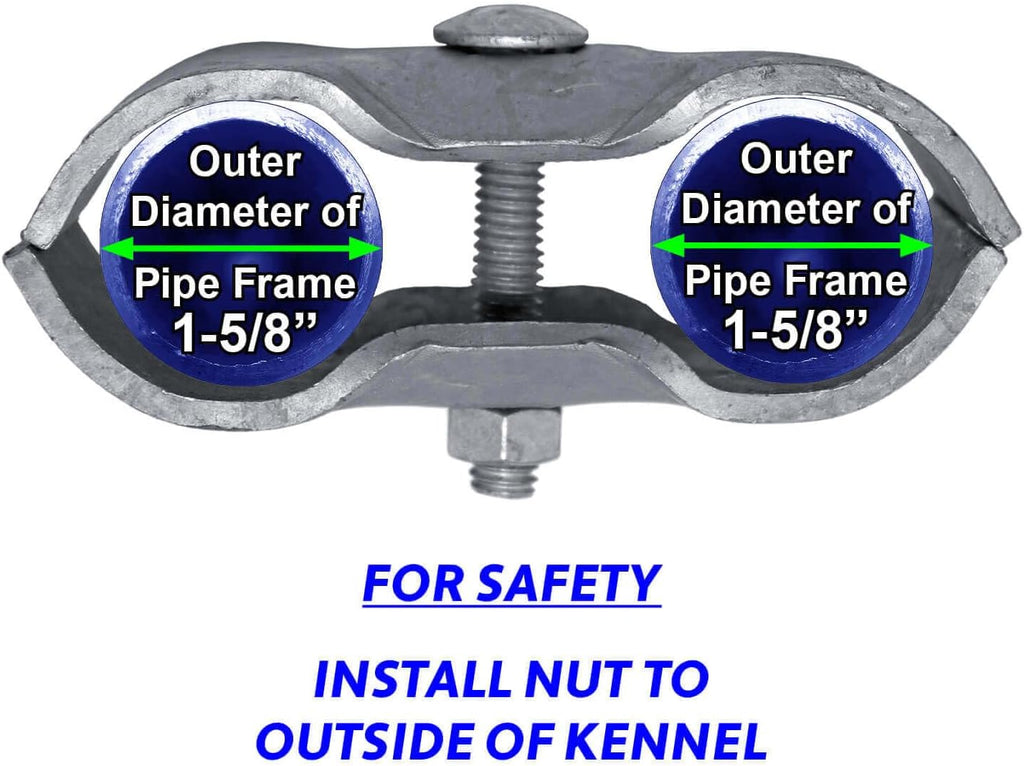 1-5/8' - CASE - Chain Link Fence PANEL CLAMPS ~ KENNEL CLAMPS: (1 Set) for 1-5/8' chain link fence pipe panel frames. For Dog kennels/dog runs, or temporary chain link fence. Saddle clamps. QTY 50