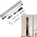 Invisible Pocket Door Hardware with Two-Way Soft Close Mechanism, Top Mount Sliding Door Track with Nylon Ball Bearing Six-Wheel, Floor Guide(94cm(37in))