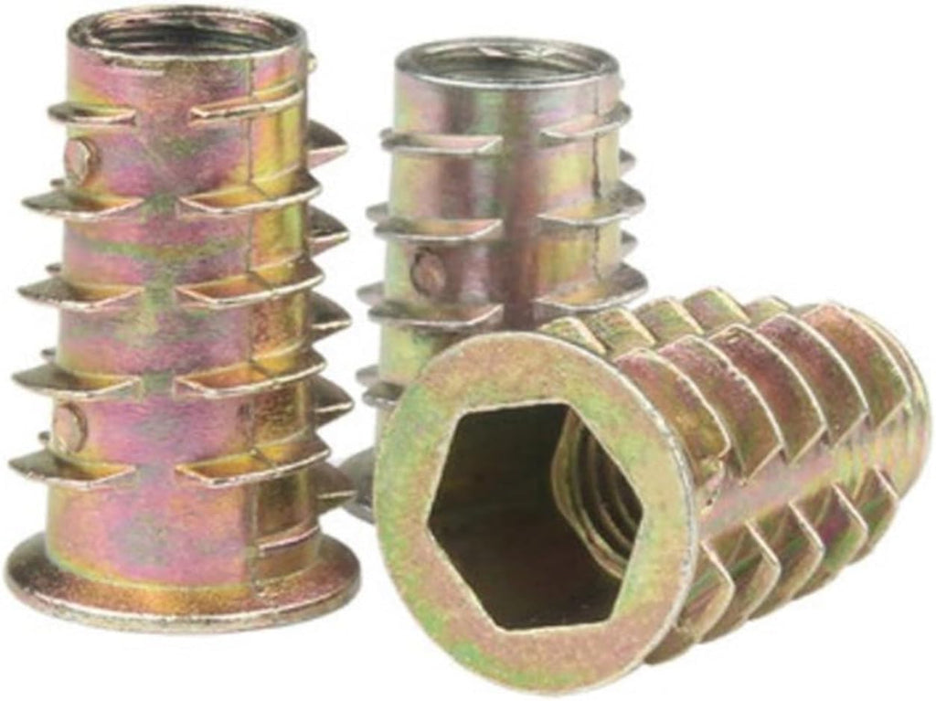 Carbon Steel Hexagonal Nut, Stainless Steel Nut,100-1000pcs M4 M5 M6 M8 M10 Zinc Alloy Thread for Wood Insert Nut Flanged Hex Drive Head Furniture Nuts(M4x8 1000PCS)