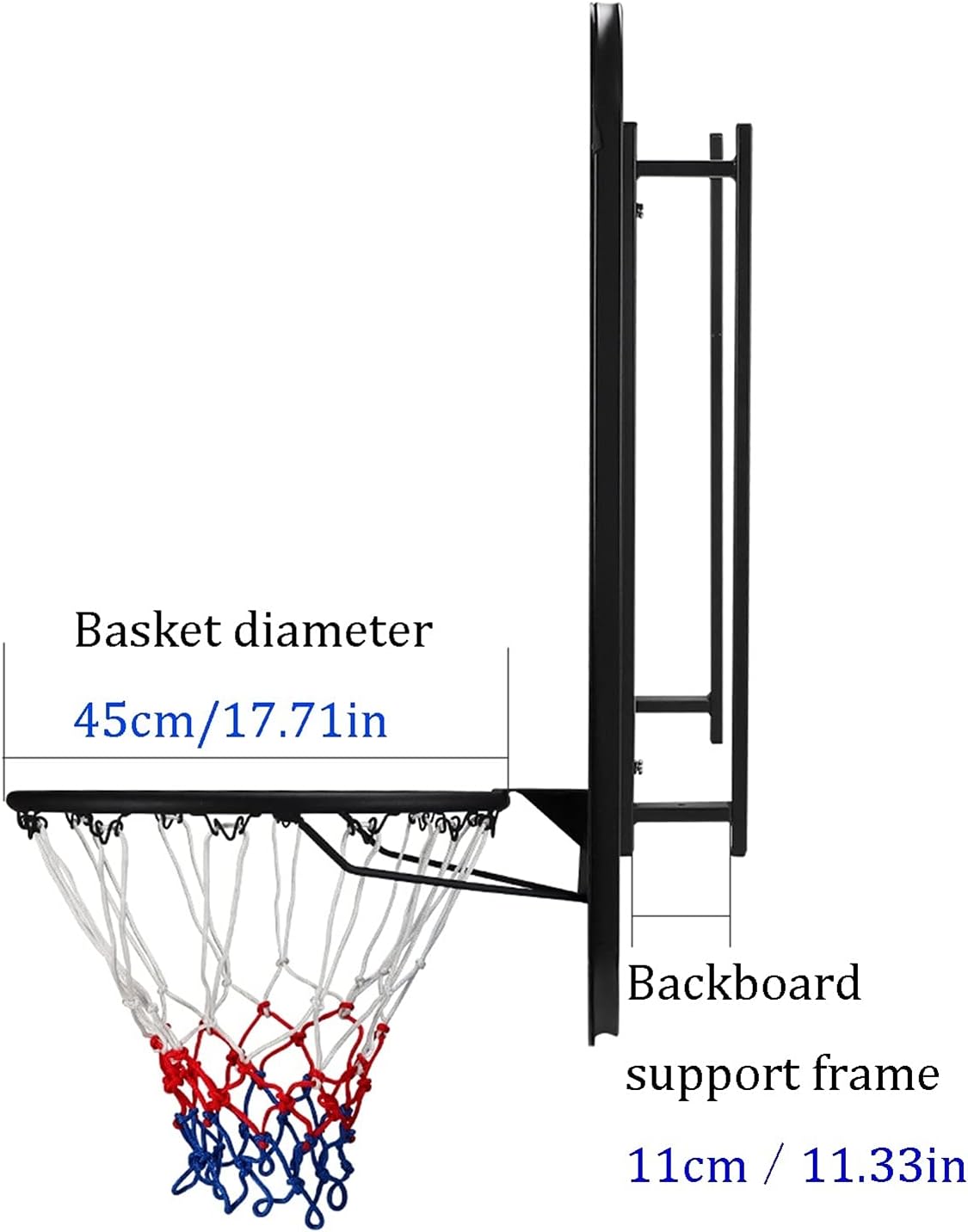 Basketball Rim Adult Basketball Hoop, 43in Wall-Mounted Basketball Board, Expansion Screw Installation, 110x75 Cm