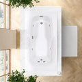 60 in. x 32 in. Acrylic Rectangular Drop-In Whirlpool Bathtub with Reversible Drain in Biscuit - Includes 12.5 Amp In-Line Heater