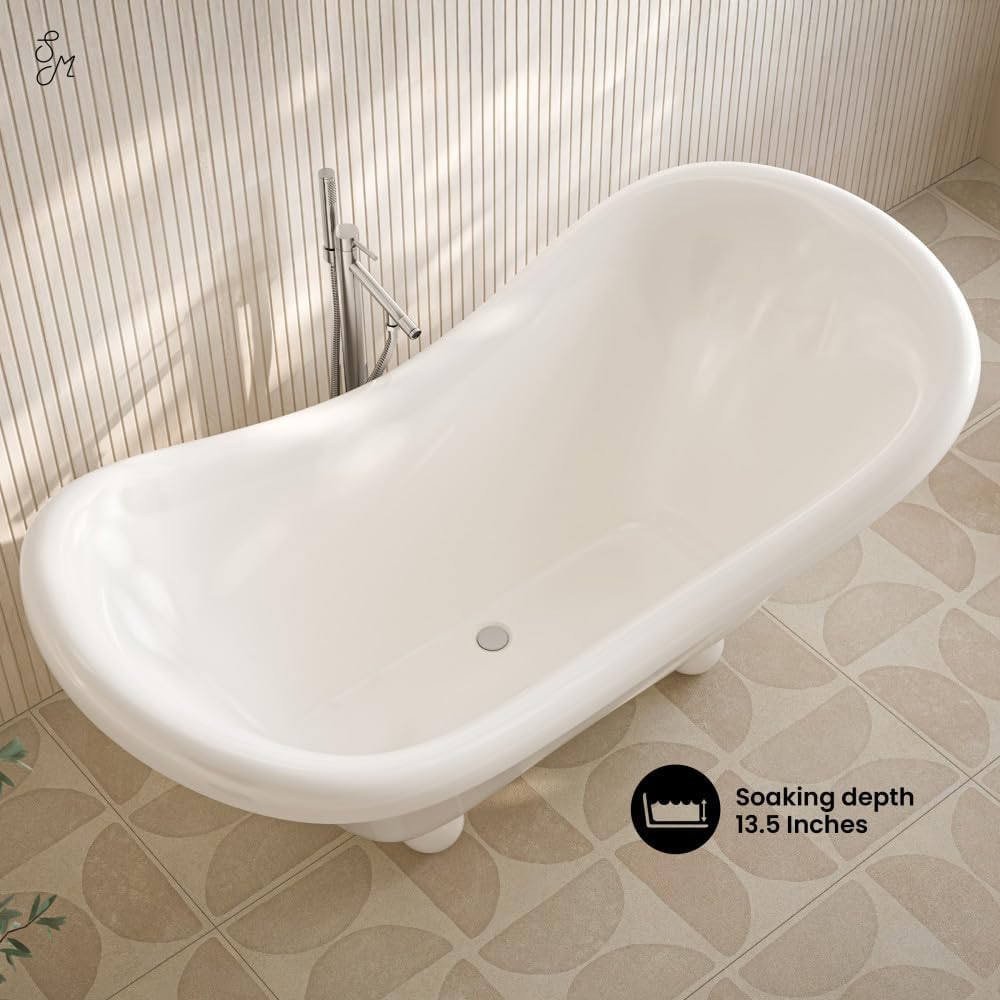 Swiss Madison Plaisir II 67' Freestanding Bathtub with Round Feet in Glossy White