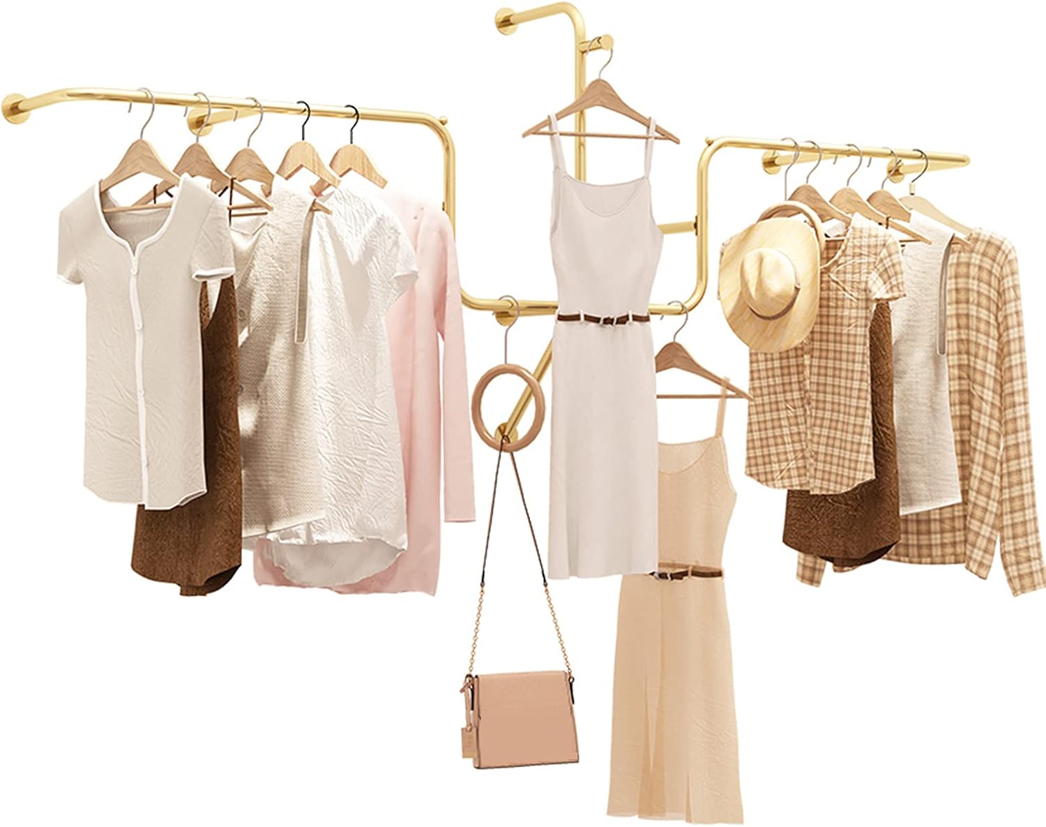 Wall Mounted Garment Rack Clothing Store Metal Display Stands,Detachable Garment Bar Heavy Duty Iron Clothes Hanging Rod,Rail Organizer,a Retail Store for M(250cm