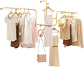 Wall Mounted Garment Rack Clothing Store Metal Display Stands,Detachable Garment Bar Heavy Duty Iron Clothes Hanging Rod,Rail Organizer,a Retail Store for M(350cm