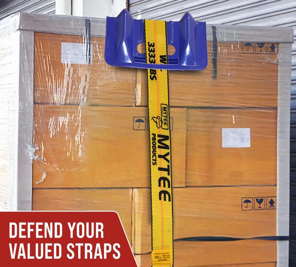 Mytee Products (80 Pack) 4' x 4' x 10' Blue Corner Protector V Shaped Flatbed Edge Guards with Carrying Case - Cargo Load Corner Edge Protector and Tie-Down Strap Guard for Flatbed