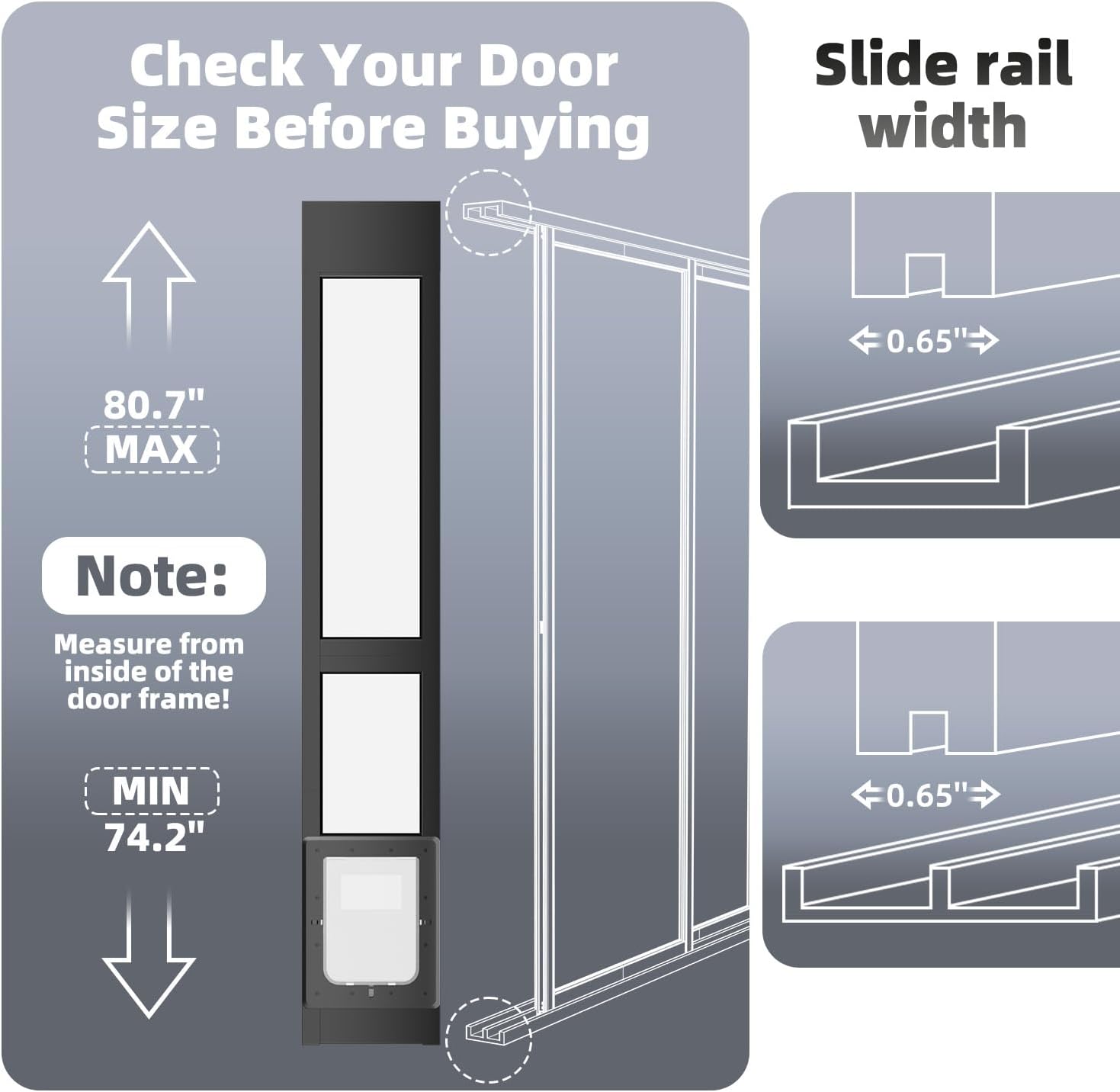 Dog Door for Sliding Glass Door with Magnetic Plastic Flat, Sliding Door Pet Doggie Door Insert with Lock, Adjustable Height No-Cut Required Doggy Door Access Renters, Apartments, Patio (Black, M)