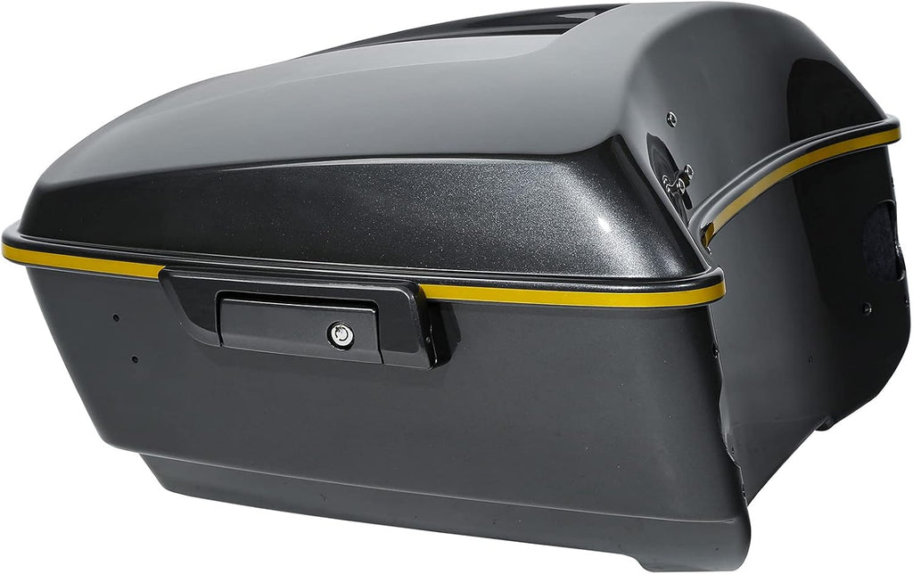 Gold/Black Geometric Shape Fade 13.7' King Trunk W/Latch Key Fit For Harley Trunk Touring CVO Road King Road Glide Street Glide Electra Glide Ultra Limited 2014-2025