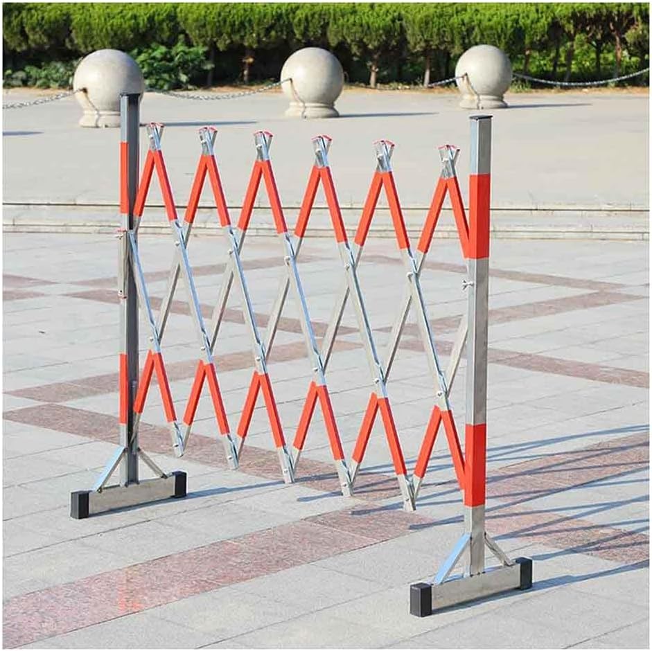 Industrial Expandable Metal Barricade, Flexible Mobile Barrier Gate Adjustable Traffic Fence Mobile Scissor Gate for Road Closures, Construction Guardrails,Silver,1.2x2m
