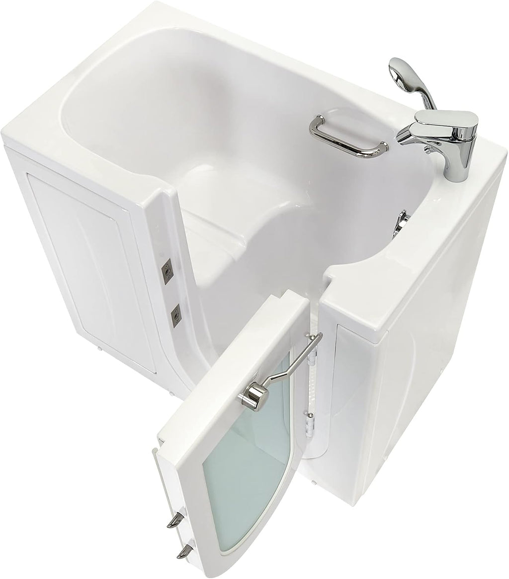 Ella Mobile 26'x45 Acrylic Soaking Walk-In-Bathtub, Right Outward Swing Door, Heated Seat, 2 Piece Fast Fill Faucet, 2' Drain