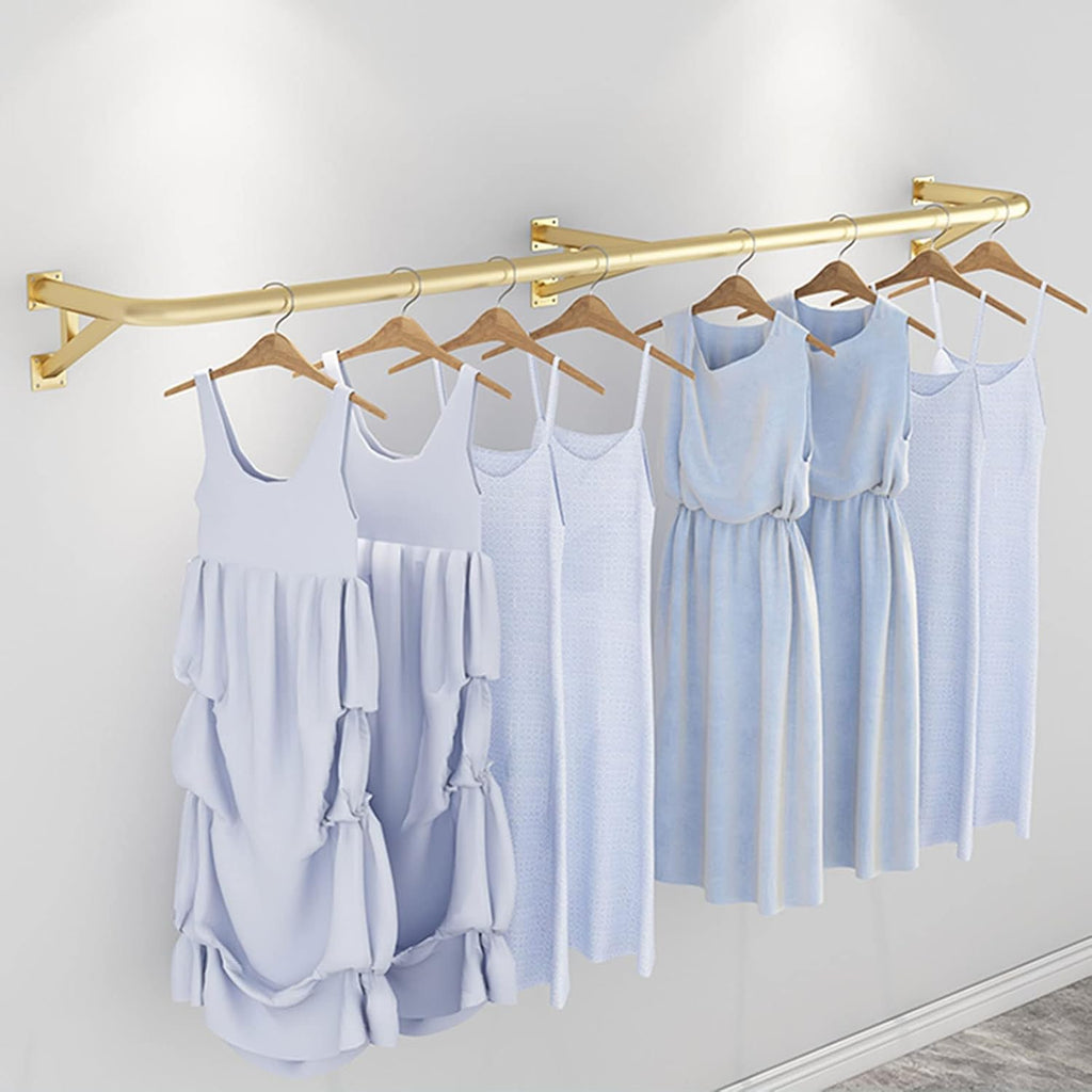 Industrial Gold Pipe Clothing Rack,Boutique Retail Store Wall Ceiling Mounted Clothes Garment Rack,Closet Storage Clothes Hanging Bar,Clothing Display Rack (160cm