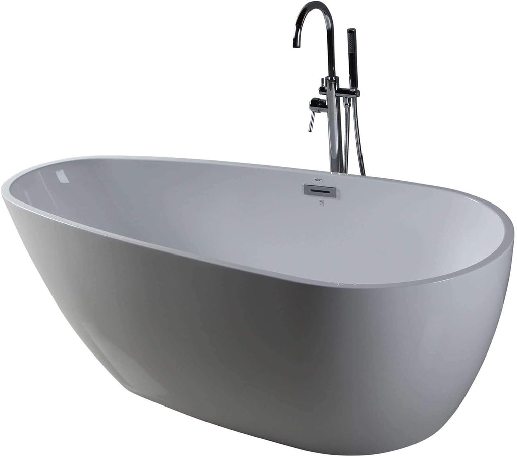 Fine Fixtures Capsule Freestanding Bathtub White 59' With Drain Included
