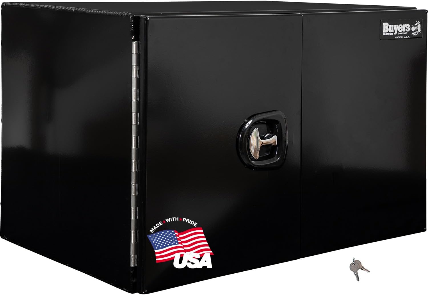 Buyers Products 1705835 Underbody Tool Box With Barn Door, 24x24x36 Inch, Black Powder-Coated, Made in USA, .100 inch Smooth Aluminum, 3-Point Locking, Truck Storage Toolbox For Work Vehicles