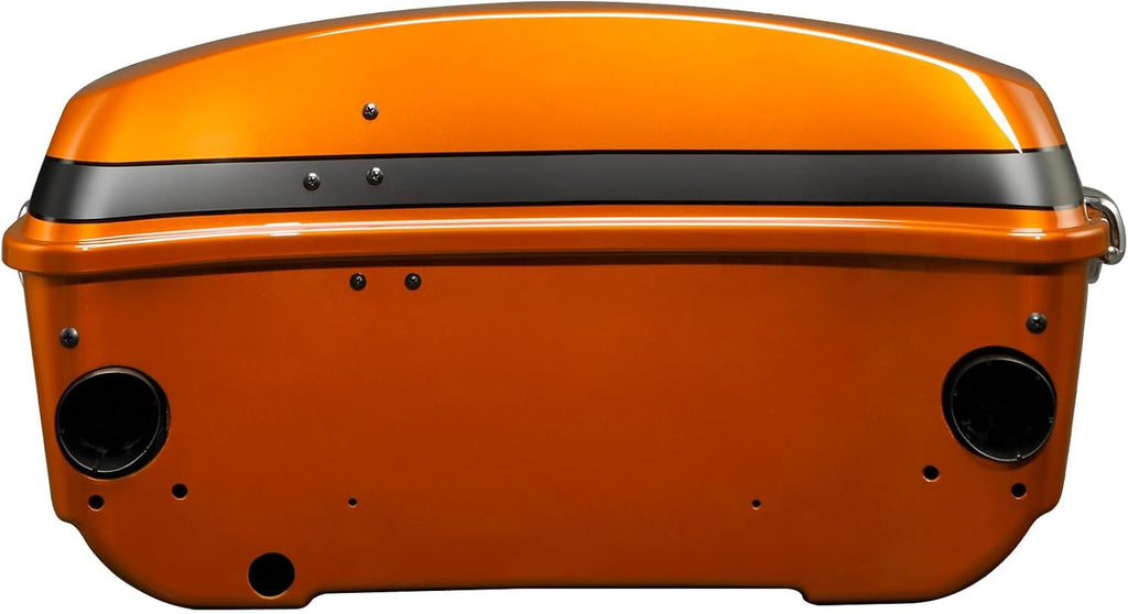 TCMT 13.7' King Motorcycle Trunk Box W/Latch Key Fit For Harley 2014-2025 Touring CVO Road King Road Glide Street Glide Electra Glide Ultra Limited Scorched Orange/Black Denim