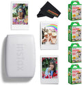 Fujifilm INSTAX Mini Link 3 Smartphone Printer with INSTAX Mini Instant Film and Sunshine Microfiber Cleaning Cloth... (4 Twin Pack (80 Sheets), Clay White)