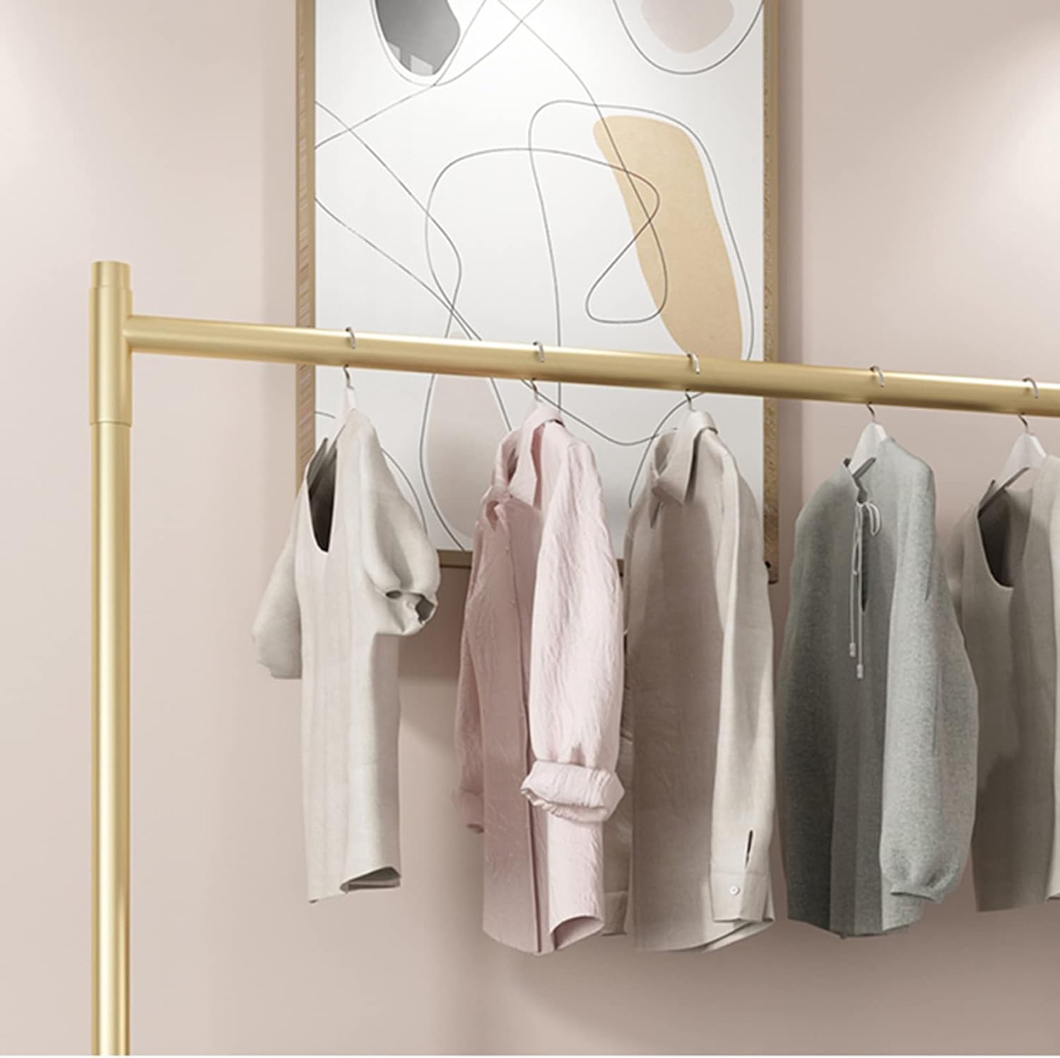 Clothes Stand, Metal Garment Rack with 3 Clothes Hanging Rail, Heavy Duty Stand Storage Shelf, for Coats, Bags, Sweaters, Shirts, for Clothing Retail Store(Size:100 * 40 * 230CM,Color:Gold)