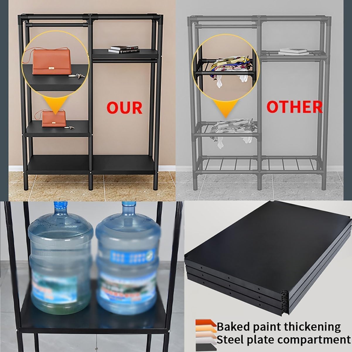 Portable Closet Wardrobe Closet Heavy Duty Garment Rack Portable Closet with Cover Clothing Rack Metal Wardrobe Closet Easy Assemble(85 * 45 * 175cm)