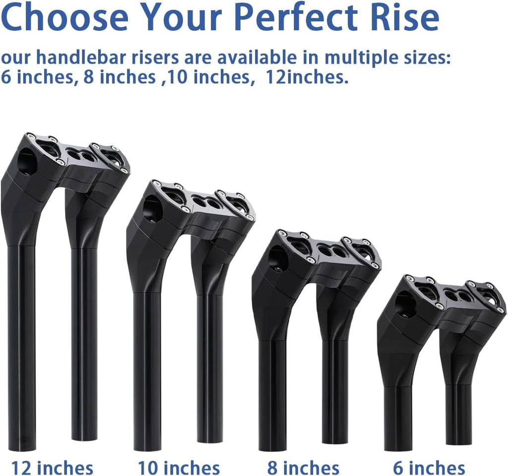Motorcycle Pullback 6''Tall Handlebar Risers Extension Kit 1-1/8' 28mm Bar Clamp Dia Compatible with Harley Dyna Street bob Softail Sportster 883 1200