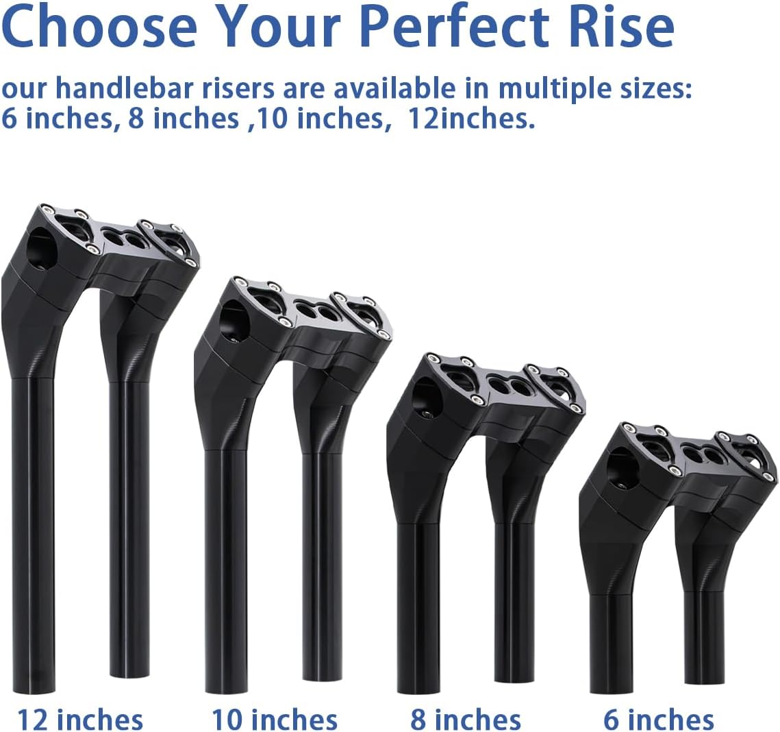 Motorcycle Pullback 10''Tall Handlebar Risers Extension Kit 1-1/8' 28mm Bar Clamp Dia Compatible with Harley Dyna Street bob Softail Sportster 883 1200
