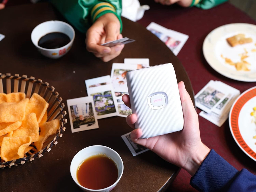 Fujifilm Instax Mini Link 2 Smartphone Printer Clay White Bundle with Fujifilm Instax Mini Twin Pack Instant Film and 20 Sticker Frames