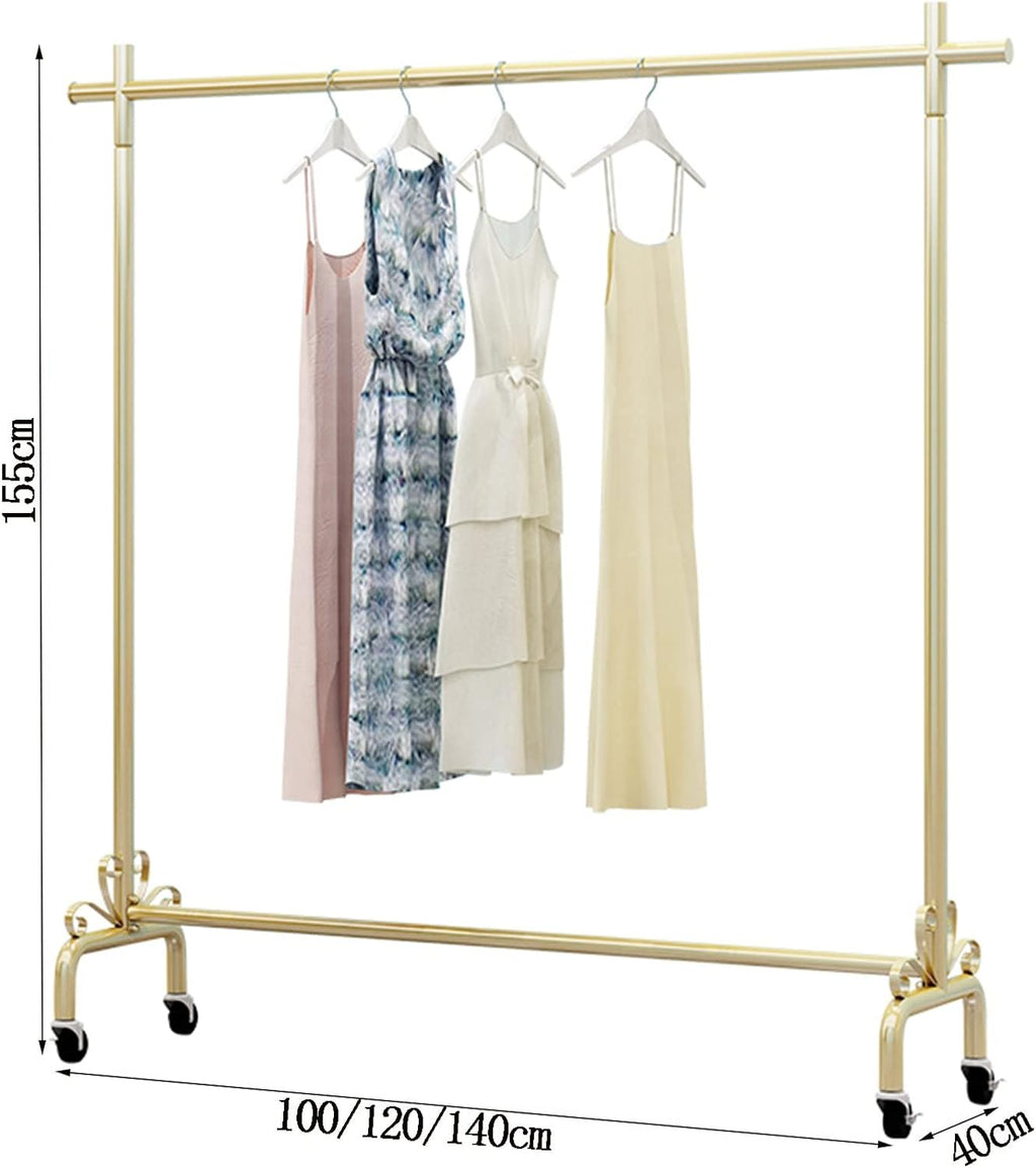 Clothing rack Modern Stylish Clothing Rack With Wheels Heavy Duty Metal Garment Rack Retail Clothing Displa Rack Sturdy And Durable Clothes Organizer Shelves,One Color 100x40x155cm