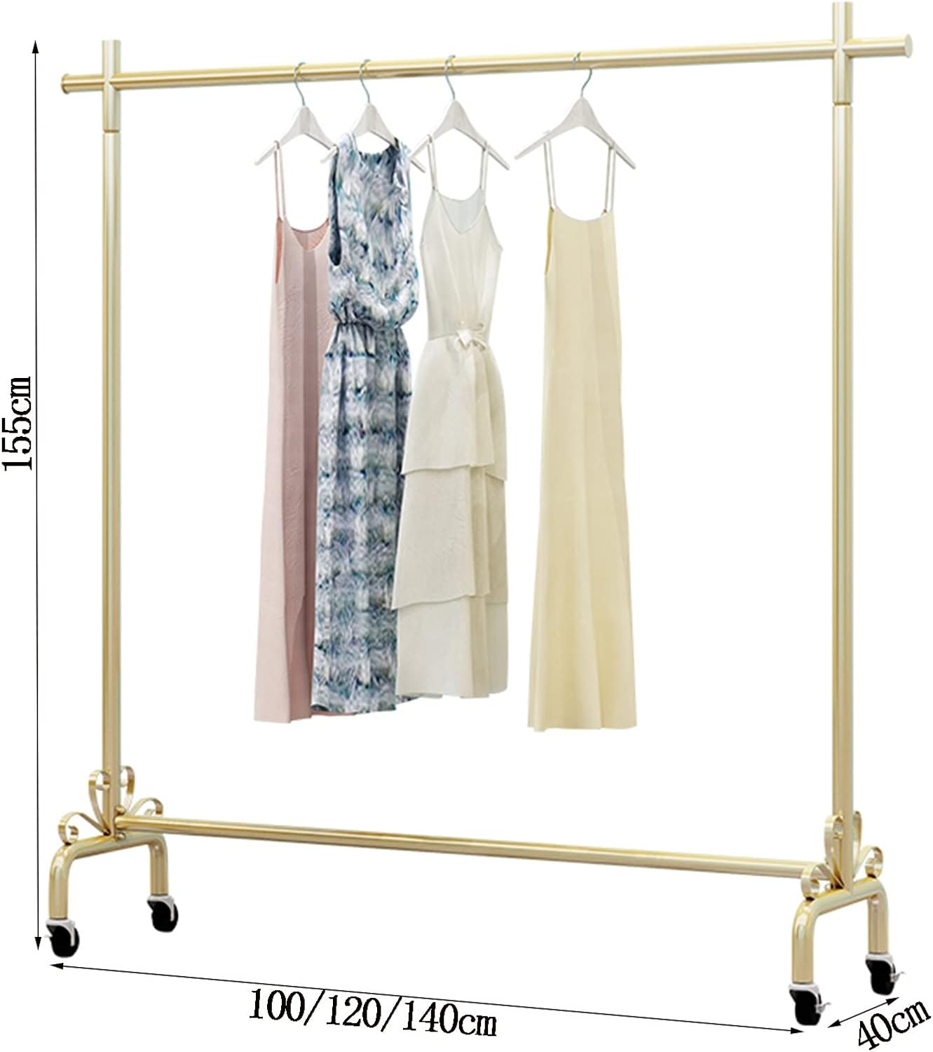 Clothing rack Modern Stylish Clothing Rack With Wheels Heavy Duty Metal Garment Rack Retail Clothing Displa Rack Sturdy And Durable Clothes Organizer Shelves,One Color 100x40x155cm