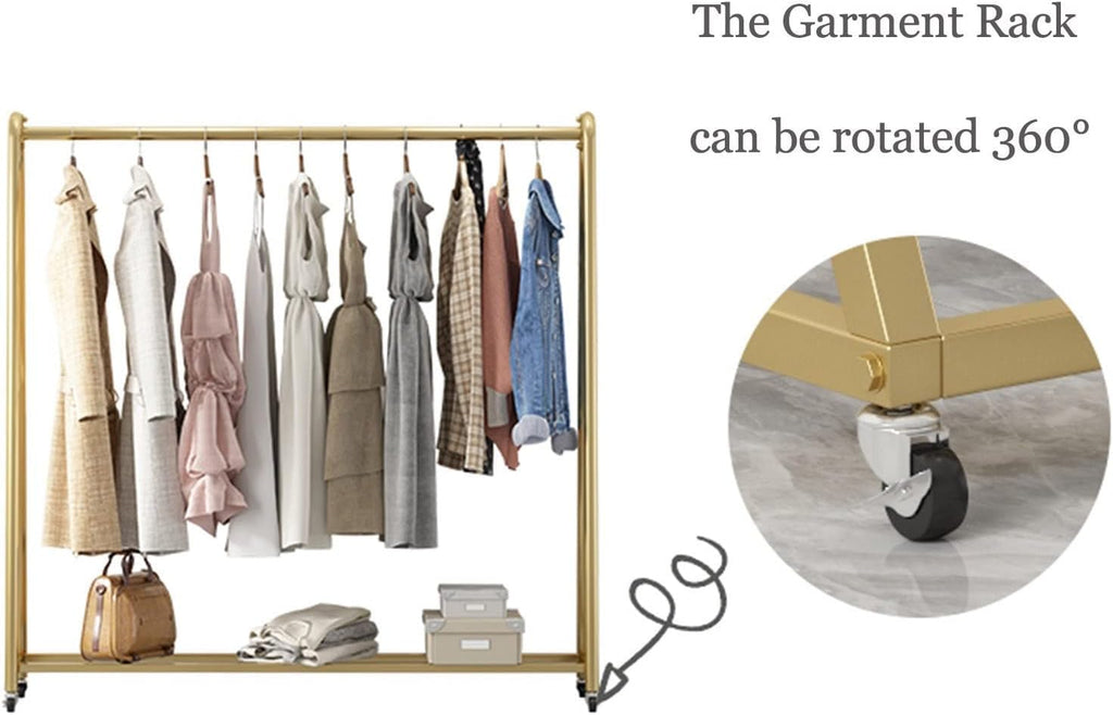 Garment Rack Display Clothes Racks Clothing with Wheels,Clothing Store Retail Racks Commercial Hanger for Hanging Clothes,Heavy Duty Organizer Storage Shelf (C-L100xH135CM/L39.4x53in