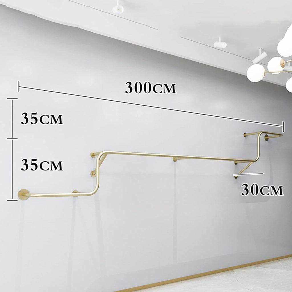 Gold Metal Garment Bracket Frame Wall Mounted Retail Clothing Rack - Heavy Duty Multi-Purpose Hanging Rod for Closet Storage, Modern Simple Display Rack for Commercial Clothes Racks
