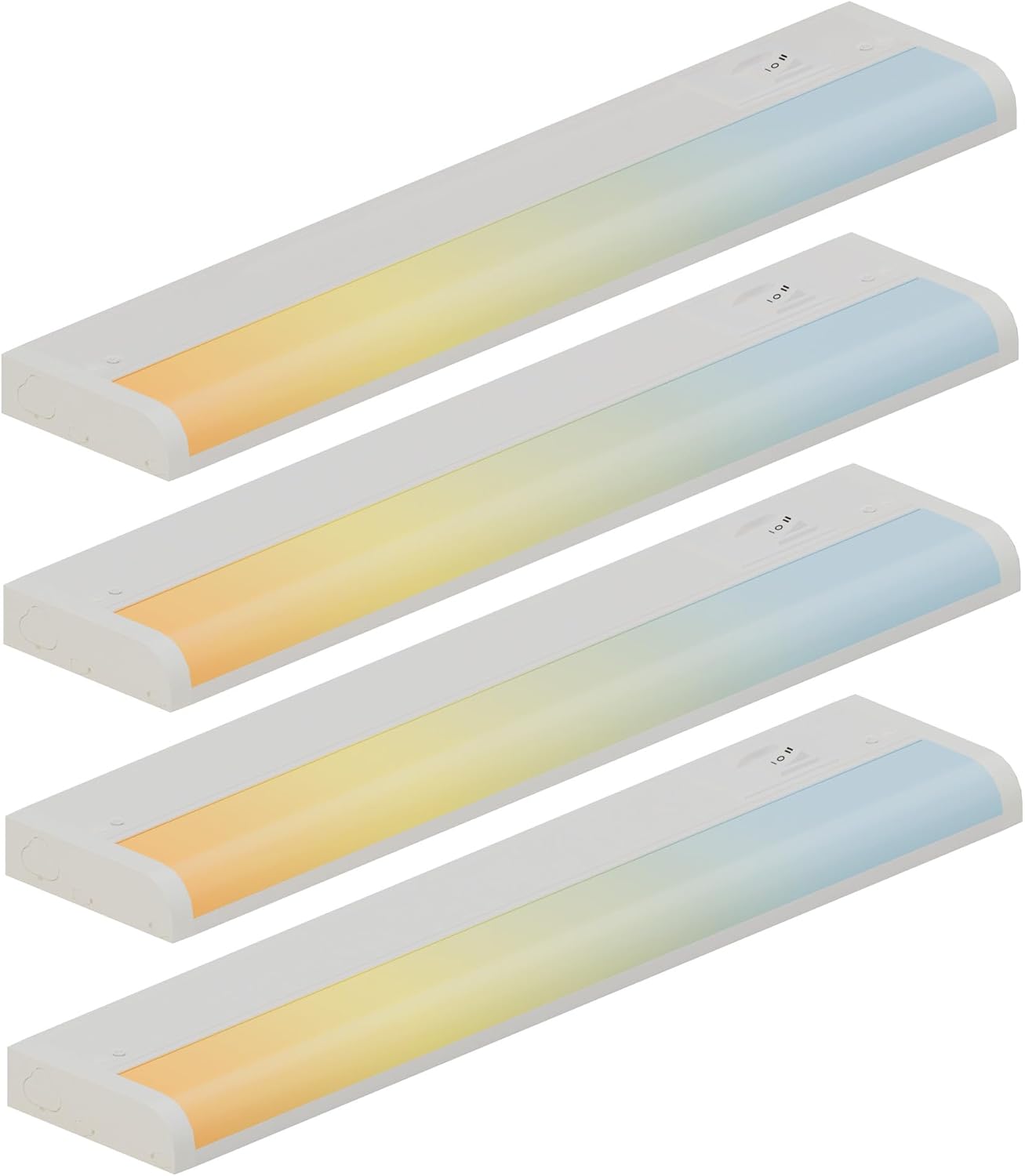 ZAGO 18 Inch LED Hardwired Under Cabinet Lighting with Clamp Connector, 5CCT Switchable, Undercounter Led Lights for Kitchen, 120V, 9W, 620-750LM, ETL & Damp Rated, White, 4 Packs