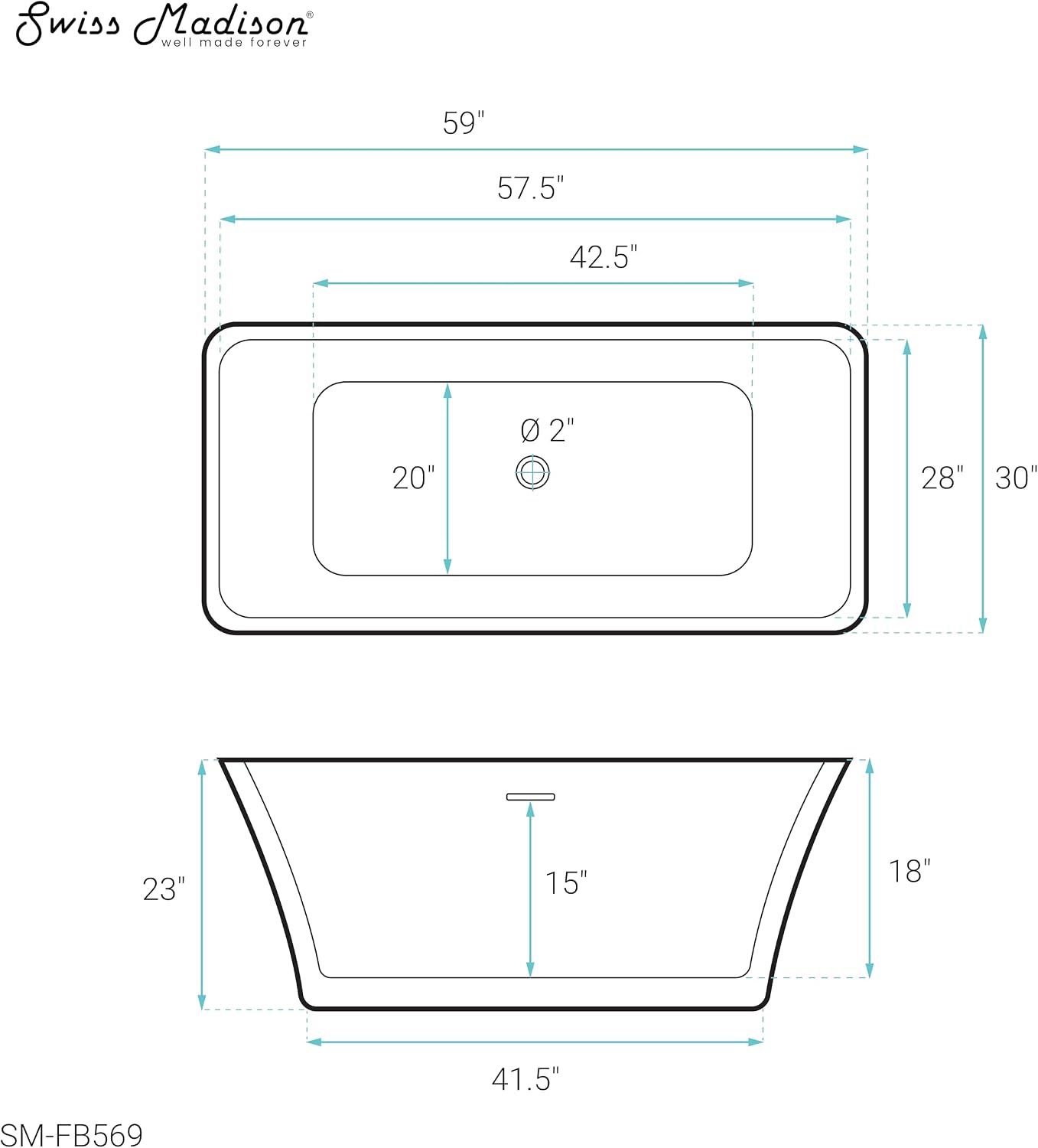 St. Tropez 60' Freestanding Bathtub