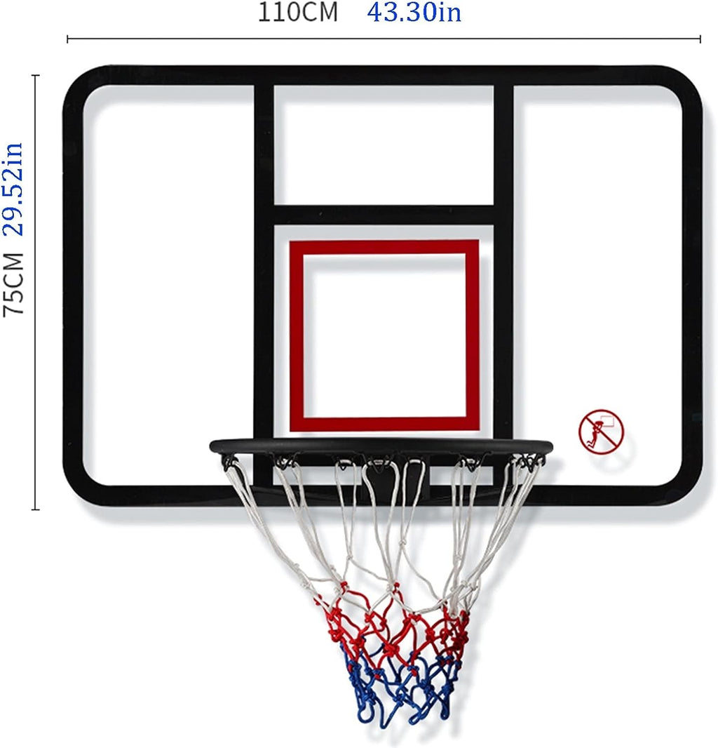 Basketball Rim Adult Basketball Hoop, 43in Wall-Mounted Basketball Board, Expansion Screw Installation, 110x75 Cm