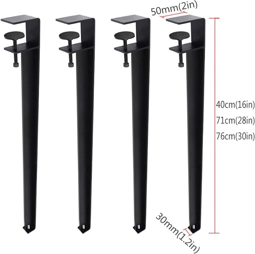 4pcs Metal Table Clamp Legs,Adjustable Coffee Table Legs,F-Shape Dining Desk Foot,Iron Workbench Support Legs,DIY Bar Legs,No Punching Design,with Adjustable Feet (76cm(30in),Cyan)