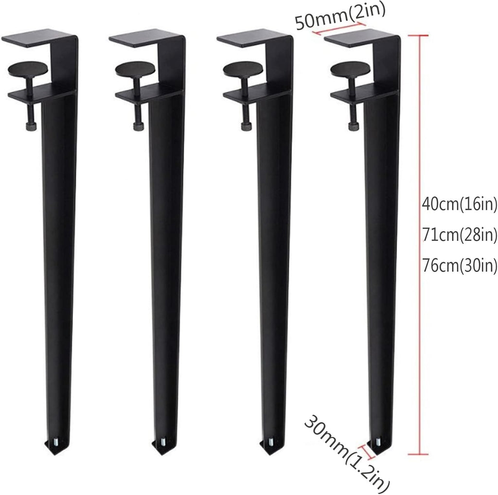 4pcs Metal Table Clamp Legs,Adjustable Coffee Table Legs,F-Shape Dining Desk Foot,Iron Workbench Support Legs,DIY Bar Legs,No Punching Design,with Adjustable Feet (76cm(30in),Red)