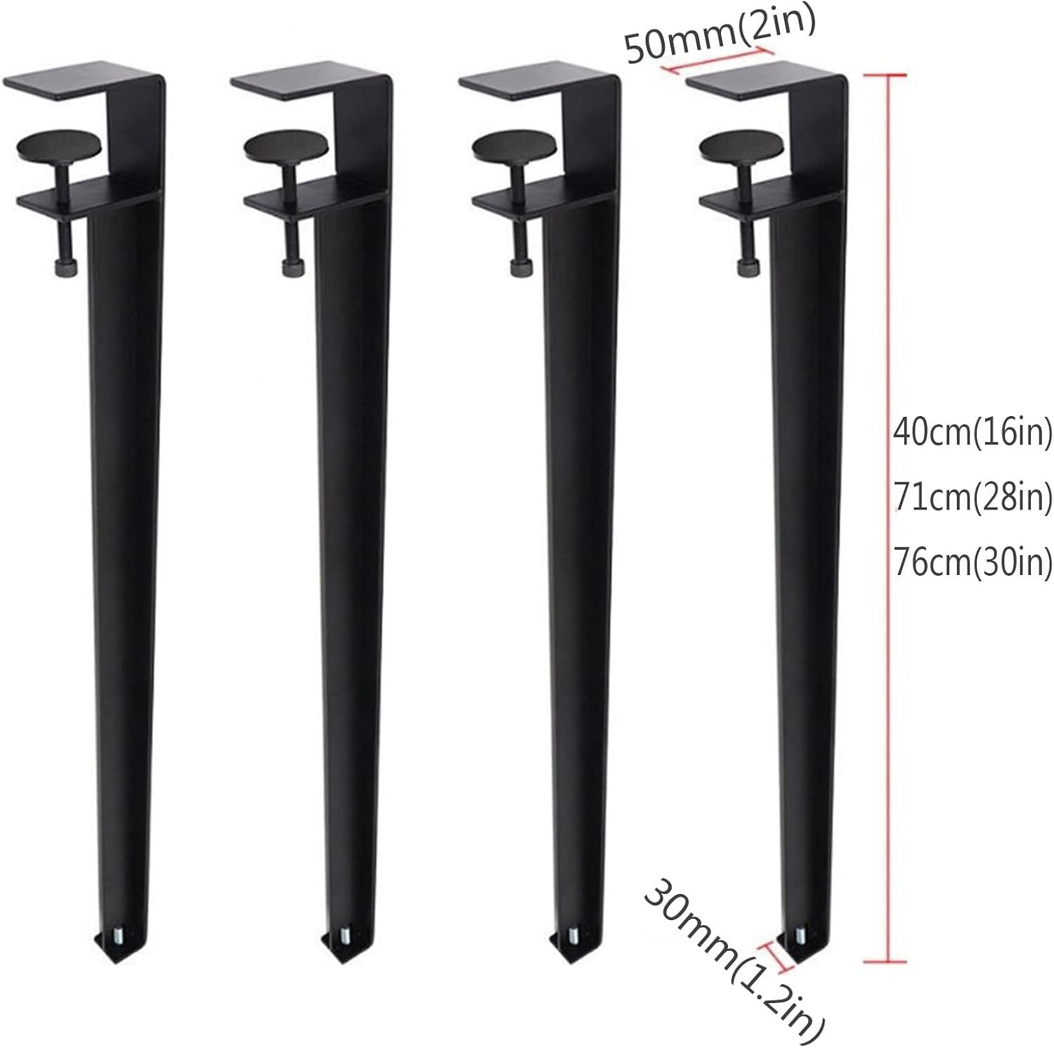 4pcs Iron F-Shape Table Legs, 76cm(30in), Black: Adjustable Coffee/Dining/Workbench/DIY Bar Legs, No Punching, Easy Install